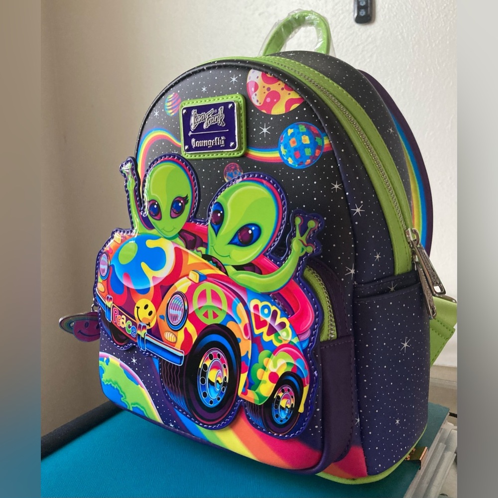 ‼️SOLD‼️Brand New W/ Tags Loungefly Lisa Frank Cosmic Alien Ride Glow Backpack